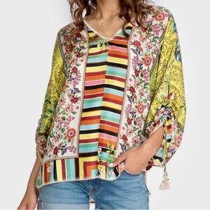 Johnny Was Talia Mixed Print Silk Tunic
